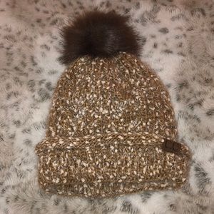 NWOT Golden brown and white CC beanie